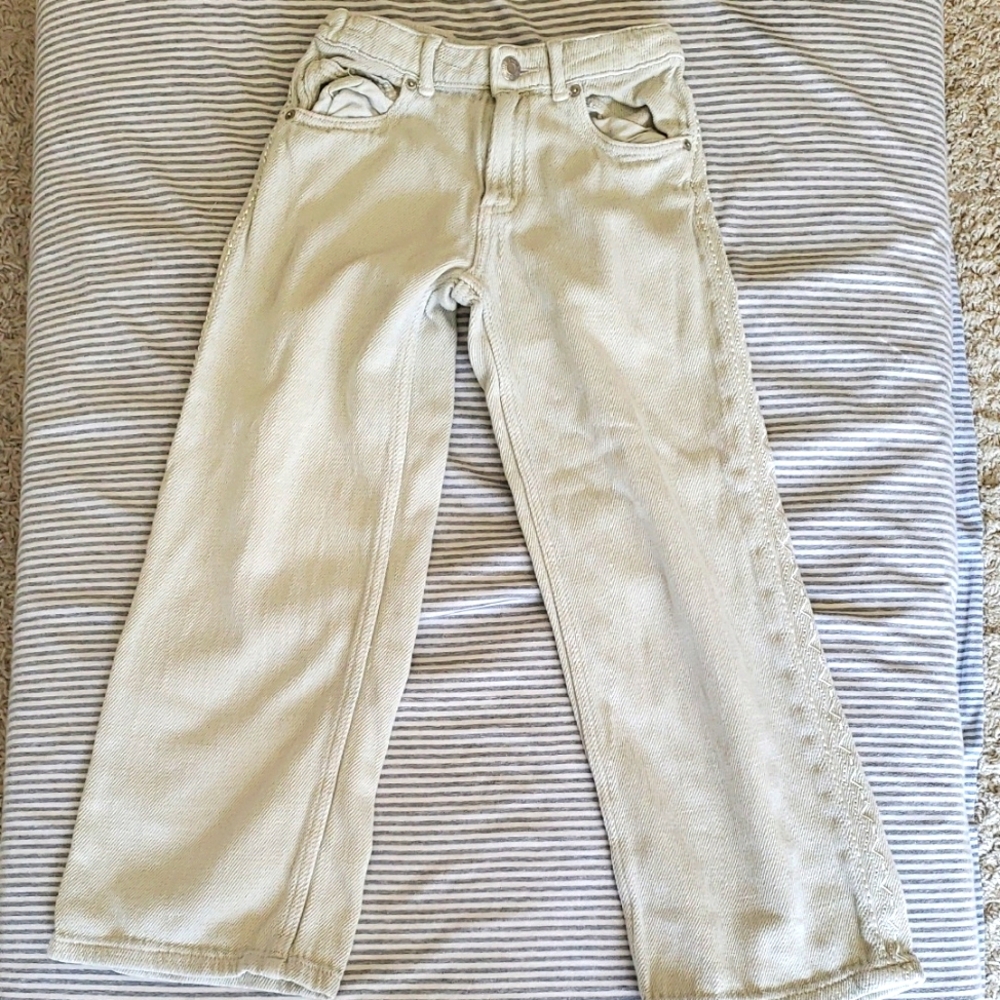 Zara Cream Textured Girl Jeans
